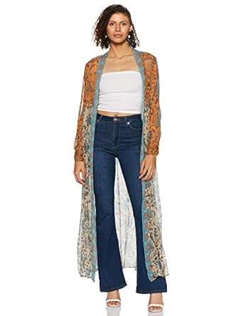 Label RITU KUMAR Front Open Full Sleeves Shrug Multicolour : Amazon.in ...