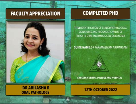 Faculty Appreciation — ORAL PATHOLOGY-SAVEETHA