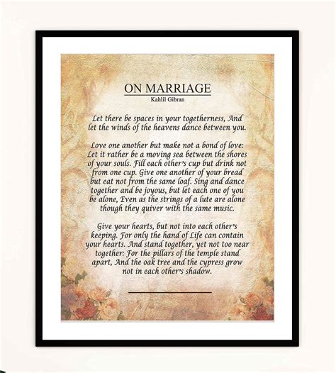 On Marriage-Kahlil Gibran Poster Print- 8 x 10"-Ready to Frame. Inspir ...