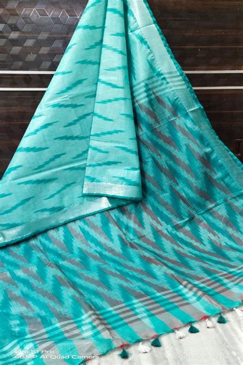 Handwoven Cotton Ikat Saree | Linen World