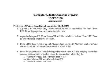 CED-1BCEDC103 Assignment: Projections of Points & Lines - Studocu