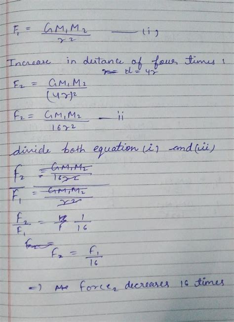 how does force change when distance is decreased by four times ...