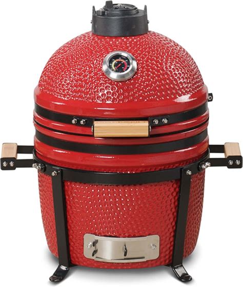 KAMADO BONO Ceramic BBQ Grill, 15" Minimo, Black I Kamado BBQ Charcoal ...