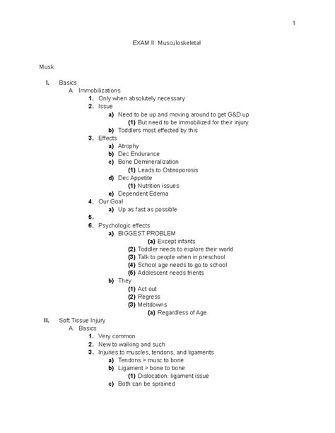 NUR 408 EXAM II Musc Bone - EXAM II: Musculoskeletal Musk I. Basics A ...