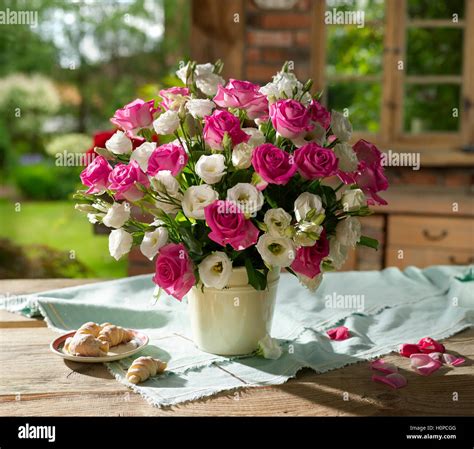Bouquet of flowers with roses Stock Photo - Alamy