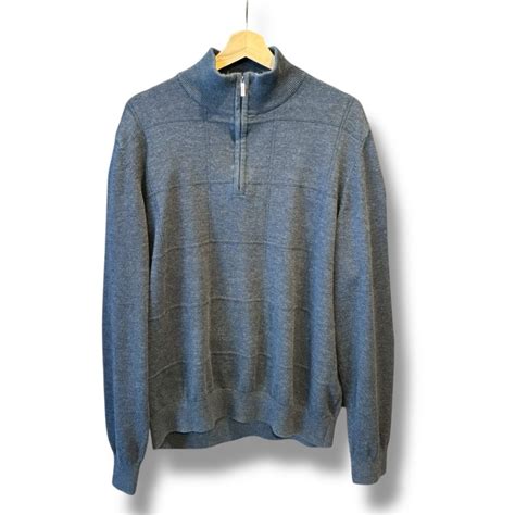 【L】VAN HEUSEN Cotton Knit Sweater col Charcoal Gray ヴァンヒューゼン コットンニット ...