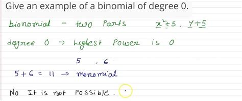write an example of zero degree binomial - Brainly.in