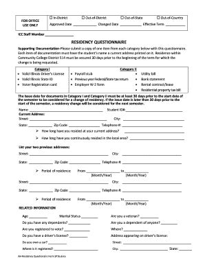 ICC Residency Questionnaire - Blank Fillable Template | Fill Out, Print ...