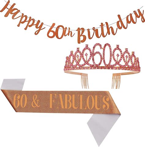 Buy 60th Birthday Decorations for Women,60th Birthday Banner,60th Tiara ...