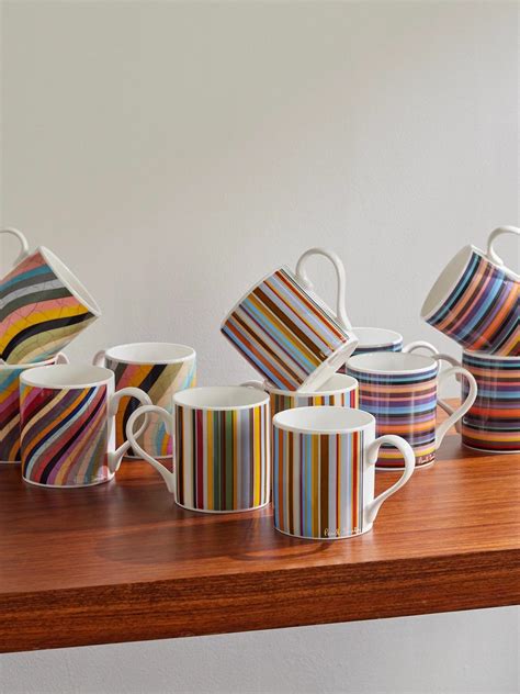 Paul Smith - Set of Four Striped Bone China Mugs Paul Smith