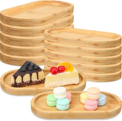 Amazon.com: Nuogo 12 Pcs Bamboo Serving Tray 10 x 5 Inch Bamboo Oval ...