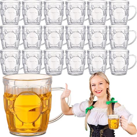 Ziliny 20 Pcs 8 oz Plastic Beer Mugs with Handles Dimpled Steins Small ...
