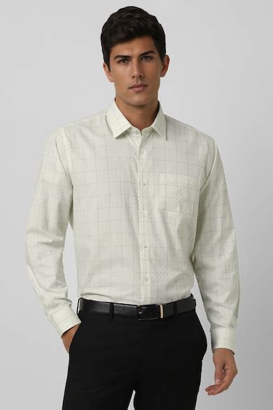 Buy Men Cream Regular Fit Check Full Sleeves Wedding Shirt Online ...