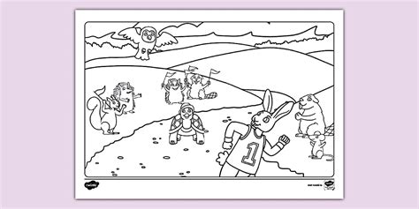 The Tortoise and the Hare Colouring Sheet