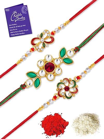 Sukkhi Rakhi Attractive Kundan Rakhi Combo & Designer Gold Plated ...