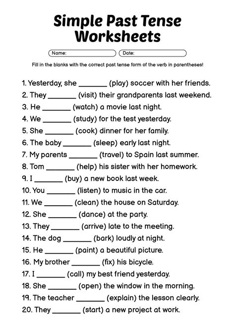 15 Simple Past Worksheet in 2025 | Simple past tense, English reading ...