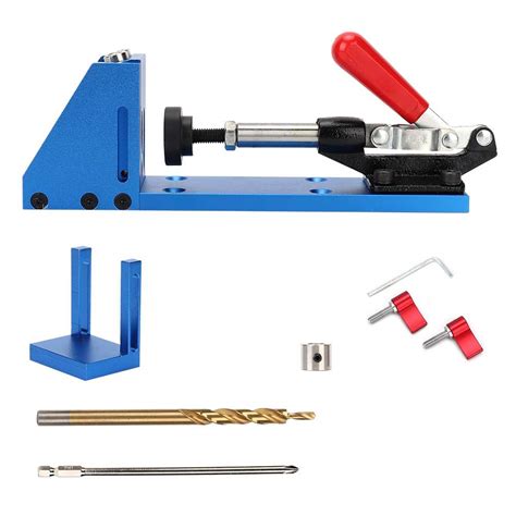 Buy Pocket Hole Jig Kit, 2 Hole Drill Guide Adjustable + Wooden Board ...