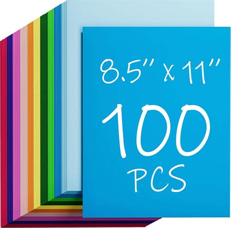 100 Sheets Colored Cardstock, 10 Assorted Color Cardstock Paper 8.5 x ...
