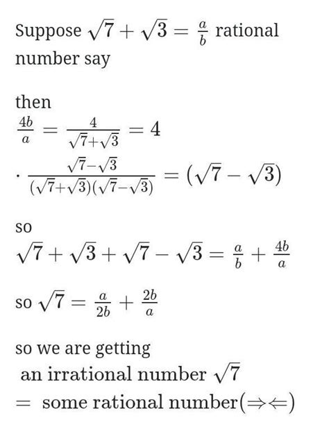show that √7-√3 3/√7 is irrational - Brainly.in