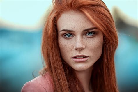 freckles, redhead, blue eyes, portrait, women, HD Wallpaper | Rare Gallery