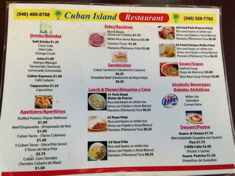 Menu at Cuban Island pub & bar, Roanoke, Williamson Rd NW