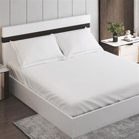 Buy Campbell Cotton 210TC Striped 3Pcs Super King Bedsheet Set from ...