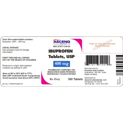 Ibuprofen, 400mg, 500 Tablets | Bound Tree