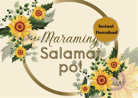 Maraming Salamat Po! Instant Download Clip Art Thank You Card/ Pilipino ...