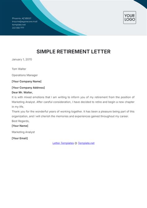 Template Retirement Letter - udlvirtual.esad.edu.br