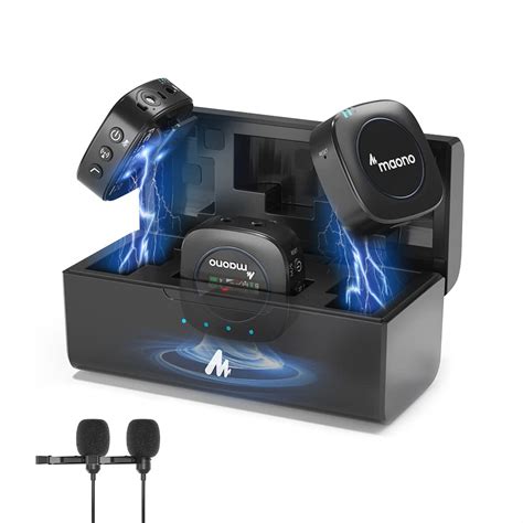 MAONO Ultra-Compact Wireless Lavalier Microphone with Charging Case, 2 ...