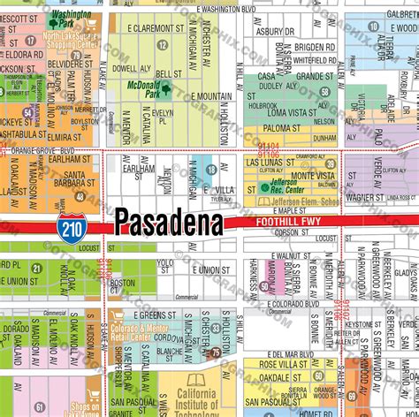 Pasadena Map, Los Angeles County, CA – Otto Maps