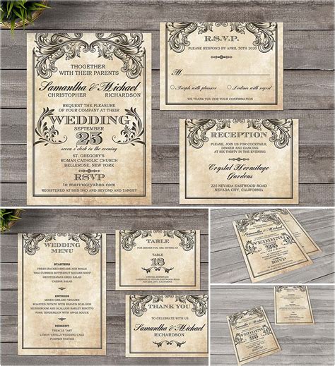 Vintage wedding invitation victorian style | Free download