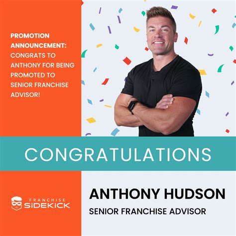 I'm really excited for my friend Anthony Hudson on being promoted to ...