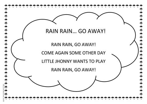 Rain rain, go away! nursery rhyme an…: English ESL worksheets pdf & doc