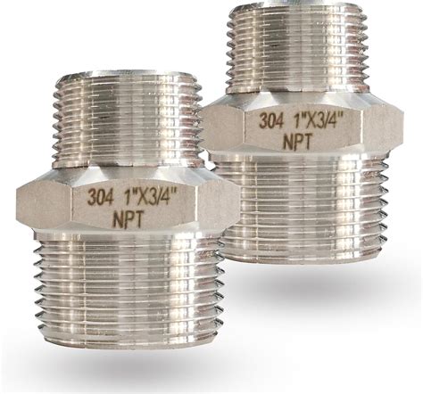 Amazon.com: 304 Stainless Steel Hex Nipple Reducer, 1" x 3/4" NPT Male Threaded Reducing Nipple ...