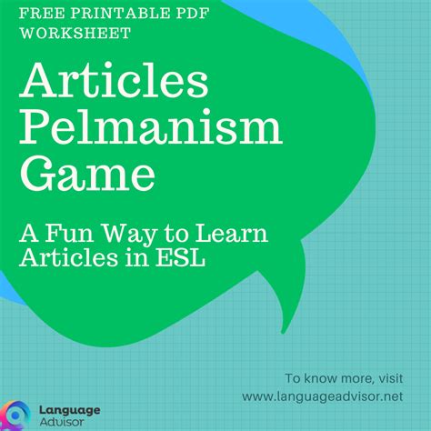 Articles Pelmanism Game - Language Advisor