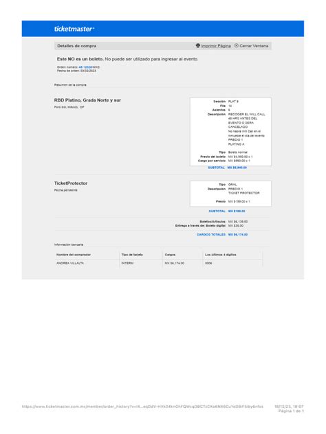 Image result for Ticketmaster Receipt