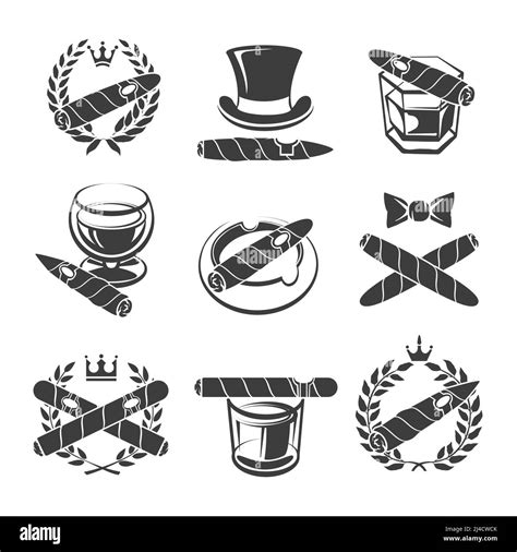 Cigars logo set. Tobacco and nicotine, addiction and drink. Vector illustration Stock Vector ...