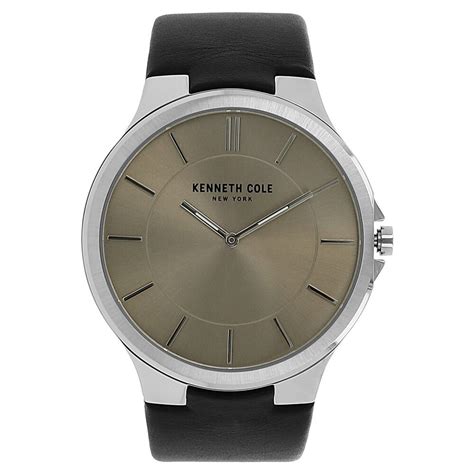 Kenneth Cole Quartz Analog Silver Dial Leather Strap Watch for Men-KC1 ...