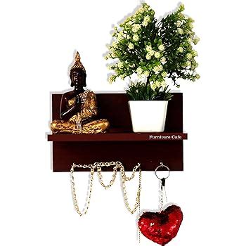 Captiver Display 7 Hook Wall Mounted Wooden Key Holders with Shelf ...