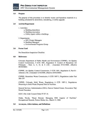 Fillable Online gsa demolision checklist form Fax Email Print - pdfFiller