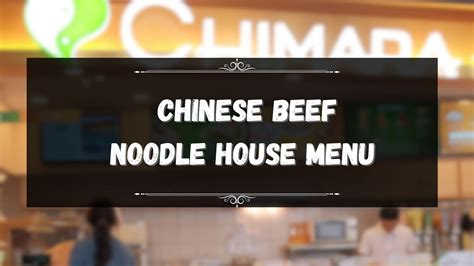 Chinese Beef Noodles House Menu Prices Philippines January 2026 Updated