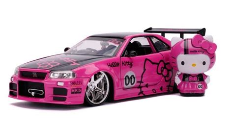 Hello Kitty 2002 Nissan Skyline GT-R (R34) 1/24 Scale Die-Cast Vehicle ...