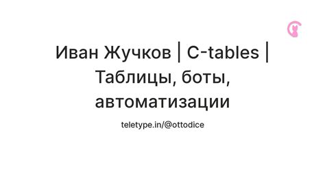 Иван Жучков | C-tables | Excel, Telegram-боты — Teletype