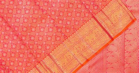 Kanchipuram Silk Brocade Dual Tone Pink And Orange 
