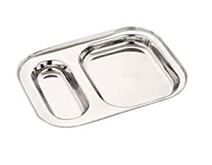 Expresso Stainless Steel 2-in-1 Rectangle Compartment Plate, Silver ...
