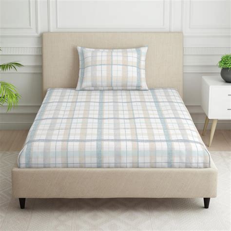 Buy SPACES 100% Cotton Single Bedsheet with 2 Pillow Covers (Size 60 x ...