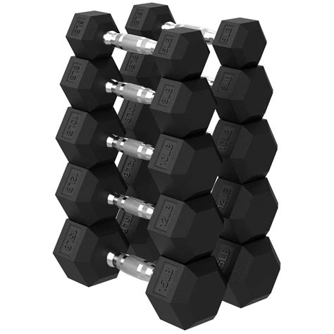HANDBODE Hex Dumbbell 100 lb Set, 5/8/10/12/15 lb Weights Dumbbells Set ...