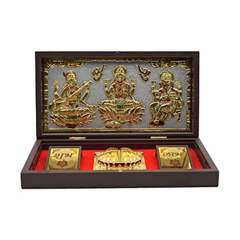 Buy Dalvkot Gold Plated Lakshmi Ganesh Saraswati Photo Frame with Shubh ...
