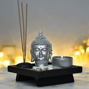 ARCHIES Idol Incense Garden Set Polyresin Buddha Figurine/Candle Holder ...